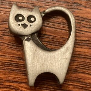 Pewter Cat pin brooch vintage 1960’s pewter silver Sweden R. Tennesmed